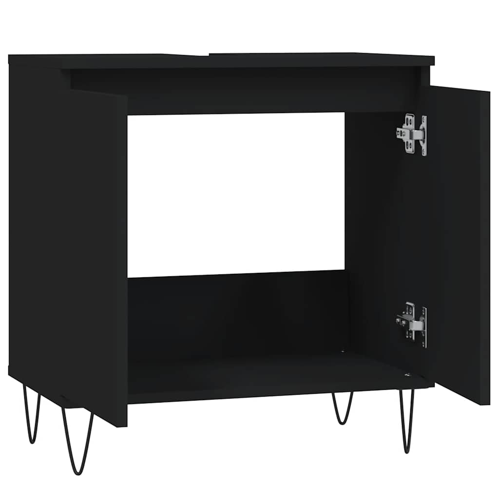 badeværelsesskab 58x33x60 cm konstrueret træ sort