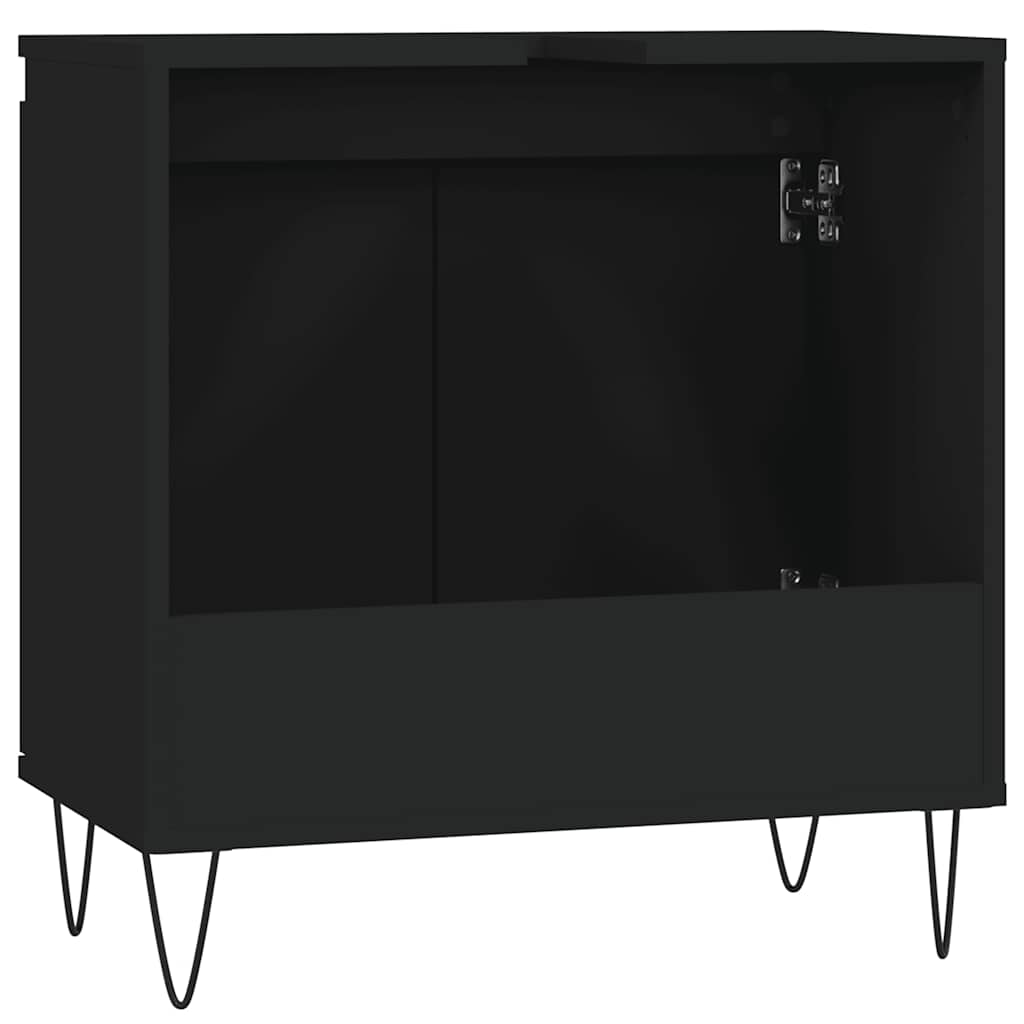 badeværelsesskab 58x33x60 cm konstrueret træ sort