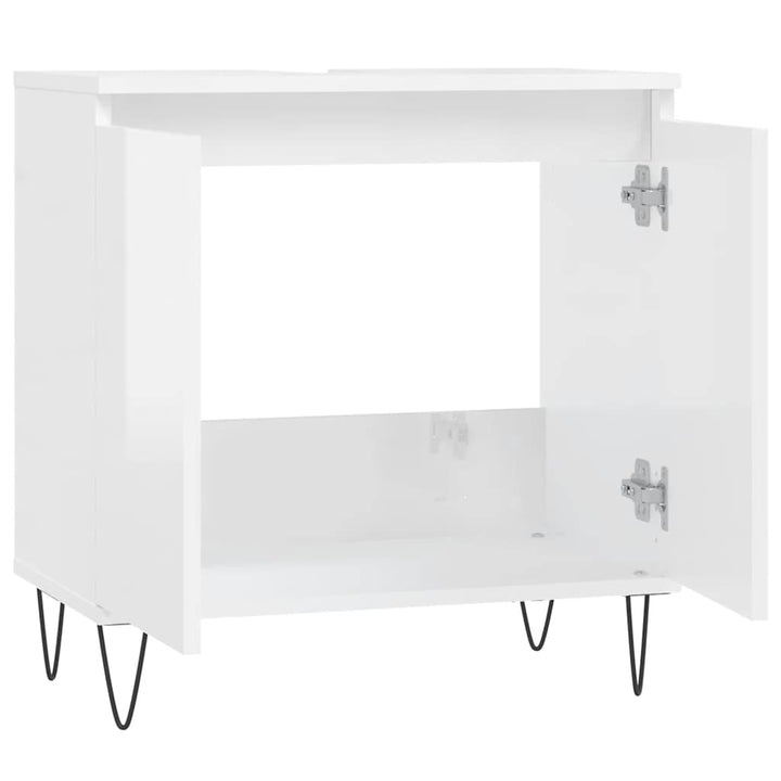 badeværelsesskab 58x33x60 cm konstrueret træ hvid højglans