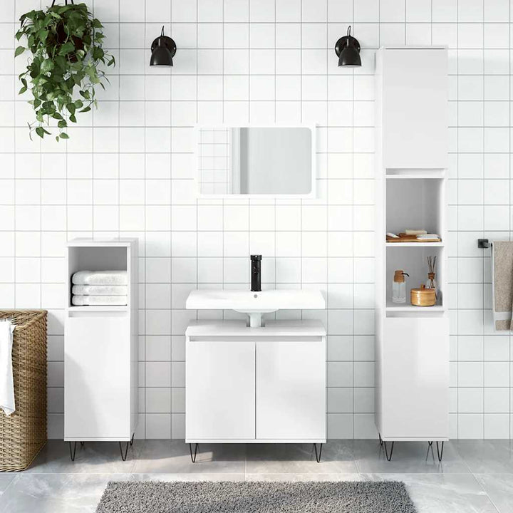 badeværelsesskab 58x33x60 cm konstrueret træ hvid højglans