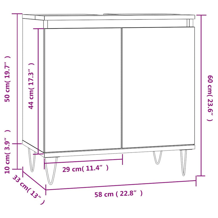badeværelsesskab 58x33x60 cm konstrueret træ sonoma-eg