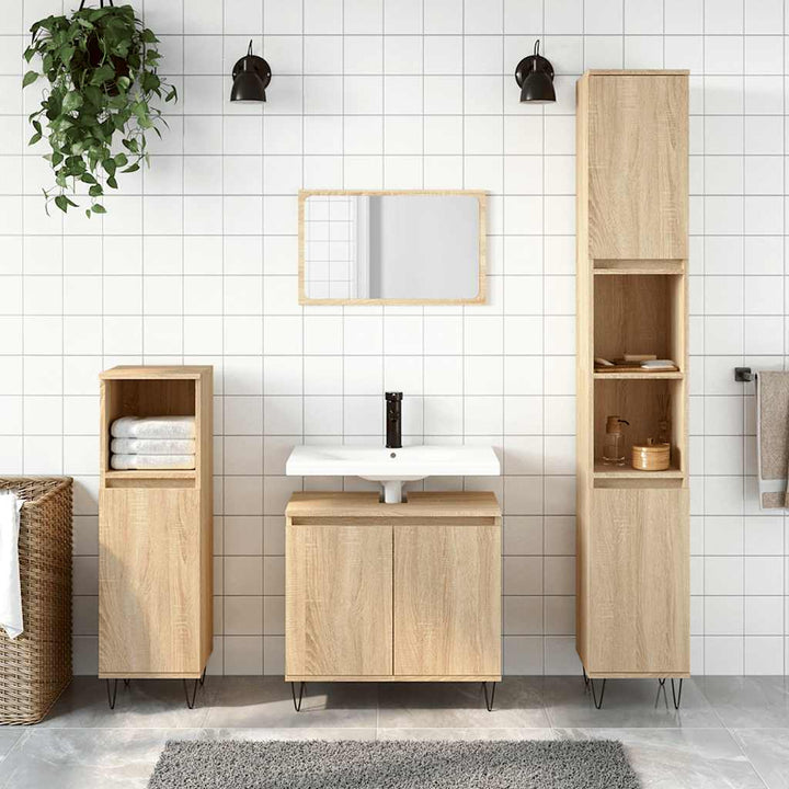 badeværelsesskab 58x33x60 cm konstrueret træ sonoma-eg