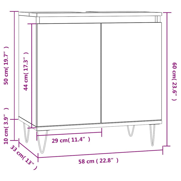 badeværelsesskab 58x33x60 cm konstrueret træ betongrå