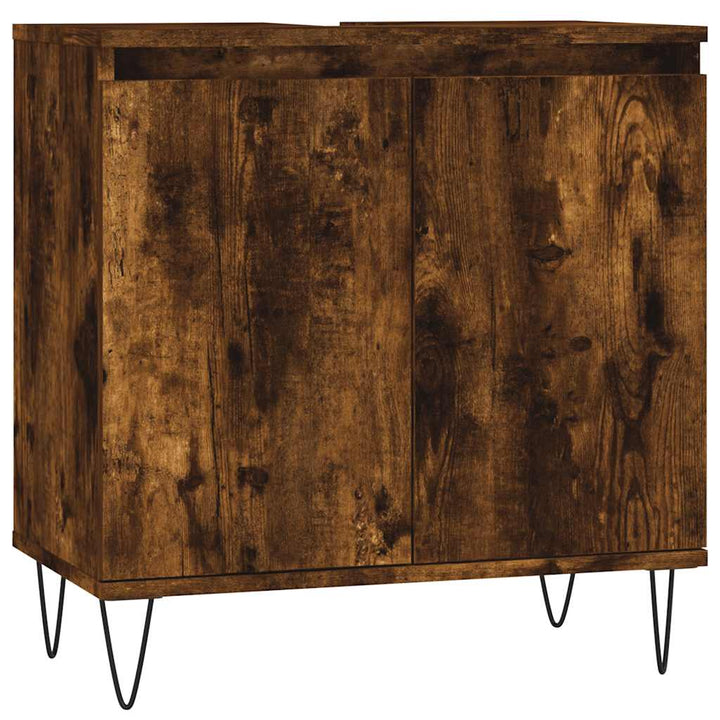 badeværelsesskab 58x33x60 cm konstrueret træ røget egetræsfarve