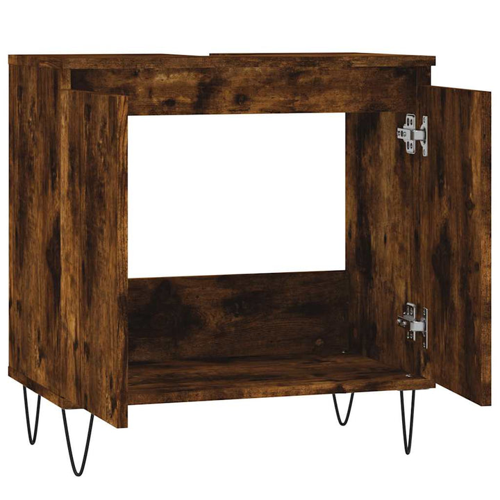badeværelsesskab 58x33x60 cm konstrueret træ røget egetræsfarve