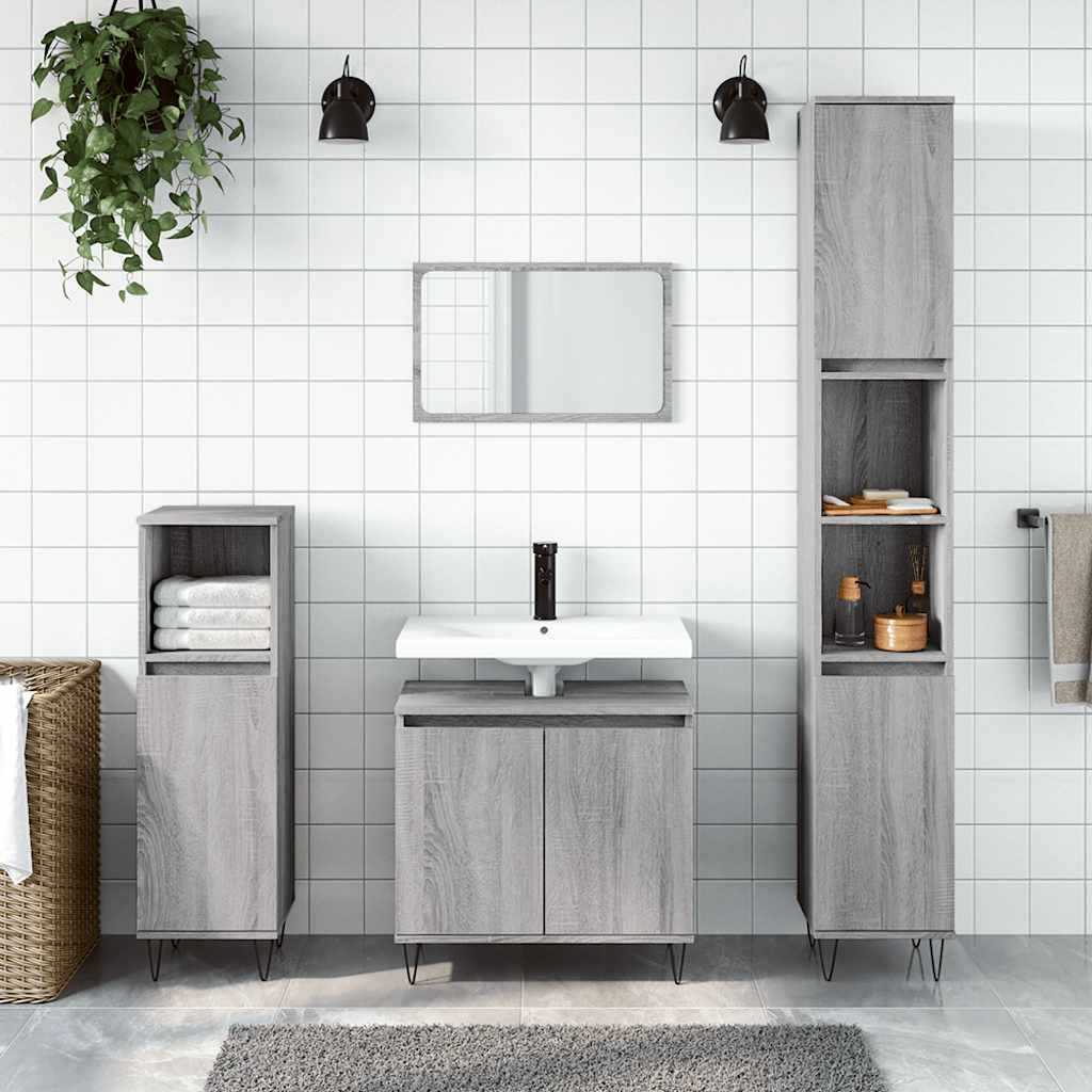 badeværelsesskab 58x33x60 cm konstrueret træ grå sonoma-eg