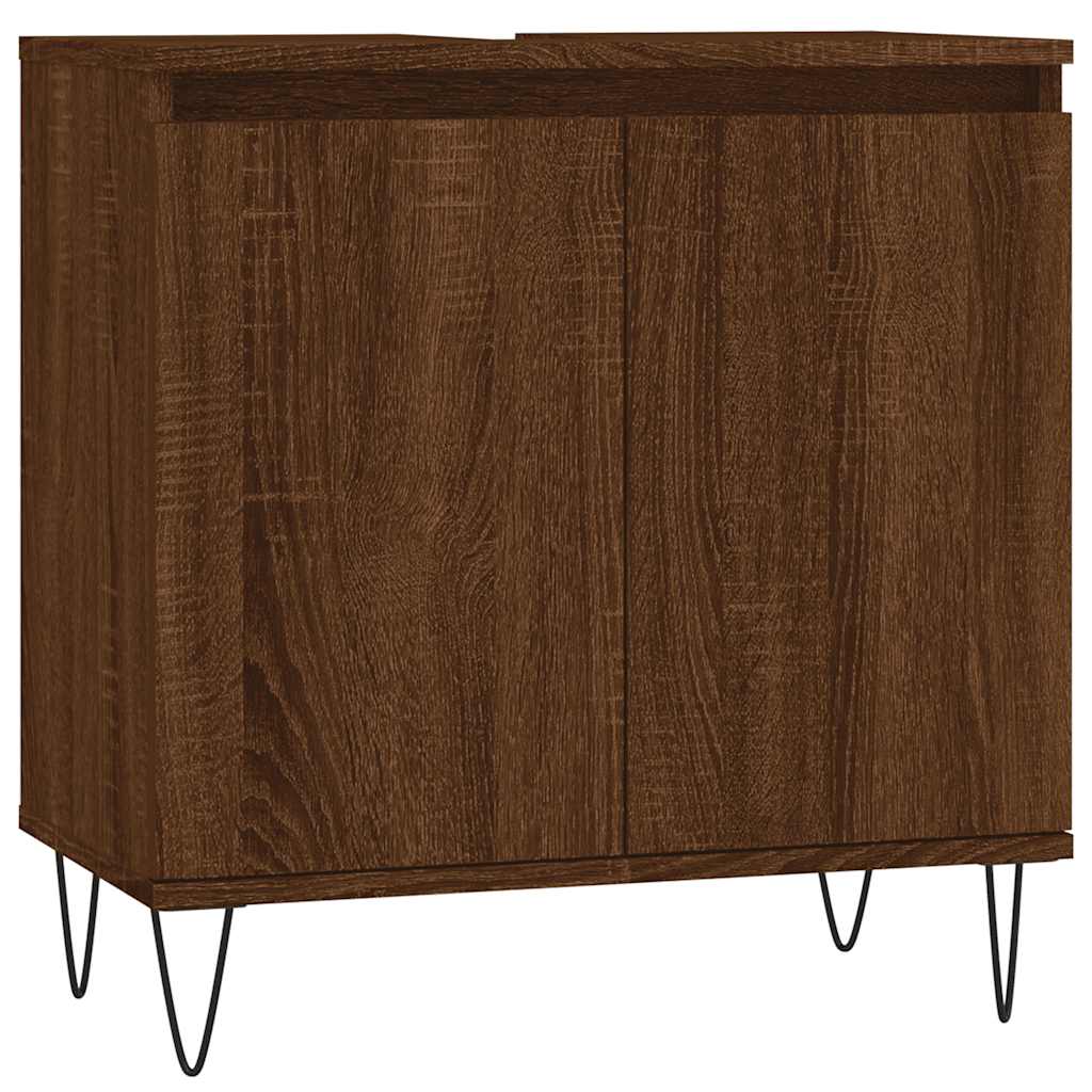 badeværelsesskab 58x33x60 cm konstrueret træ brun egetræsfarve