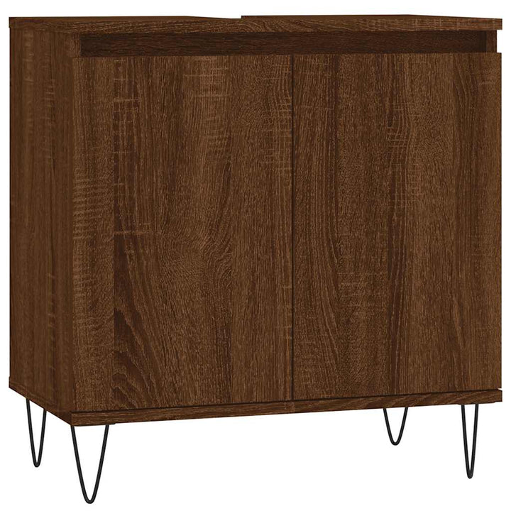 badeværelsesskab 58x33x60 cm konstrueret træ brun egetræsfarve