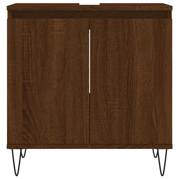 badeværelsesskab 58x33x60 cm konstrueret træ brun egetræsfarve