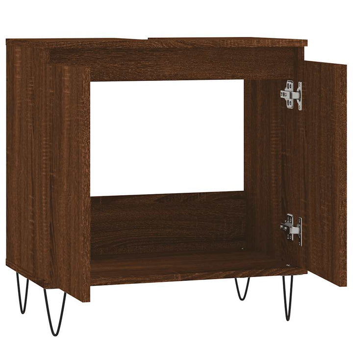 badeværelsesskab 58x33x60 cm konstrueret træ brun egetræsfarve