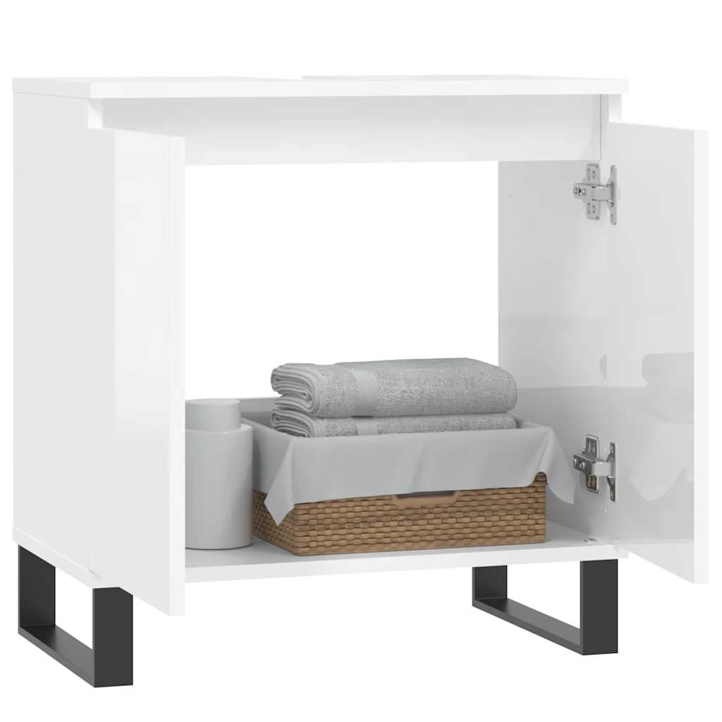 badeværelsesskab 58x33x60 cm konstrueret træ hvid højglans