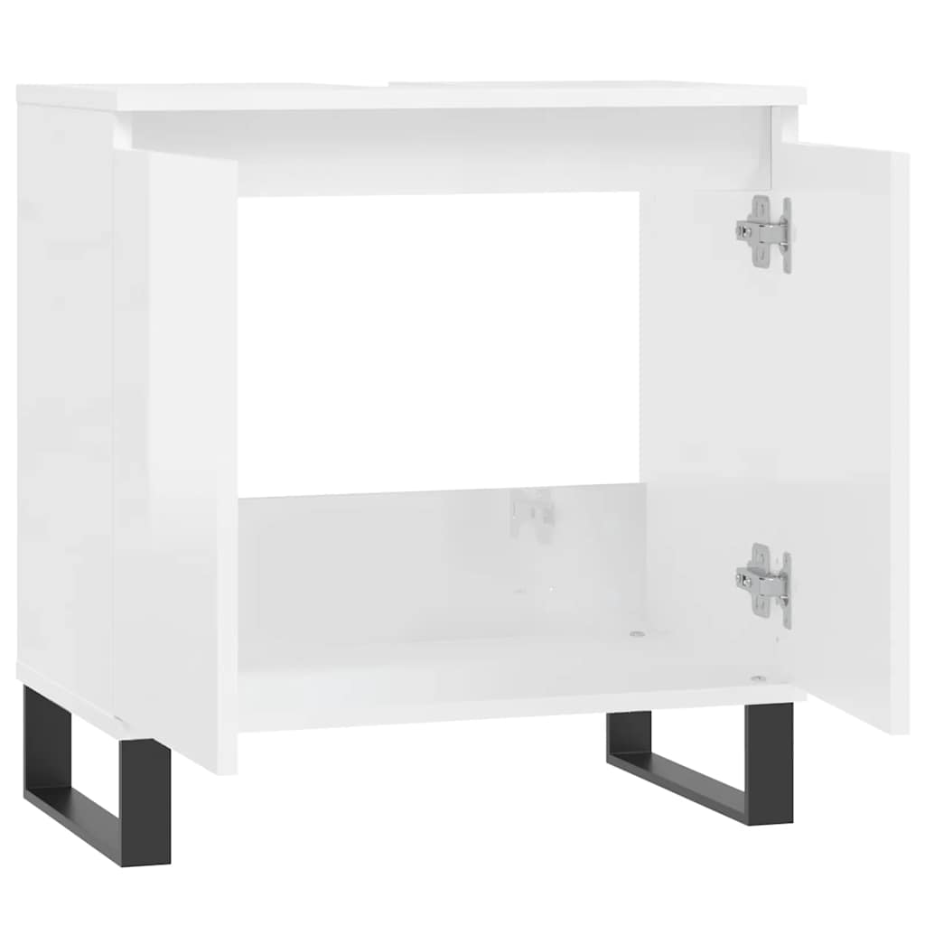 badeværelsesskab 58x33x60 cm konstrueret træ hvid højglans