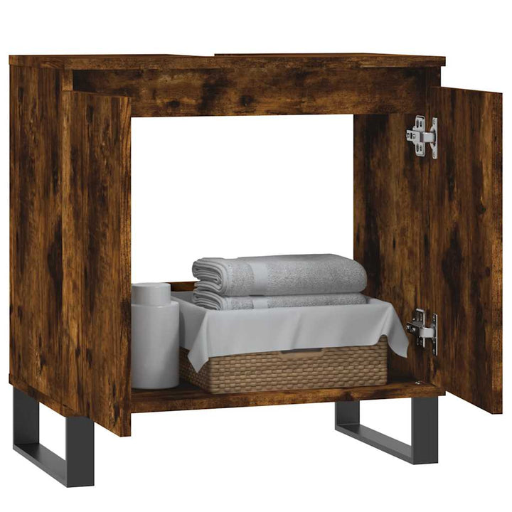 badeværelsesskab 58x33x60 cm konstrueret træ røget egetræsfarve