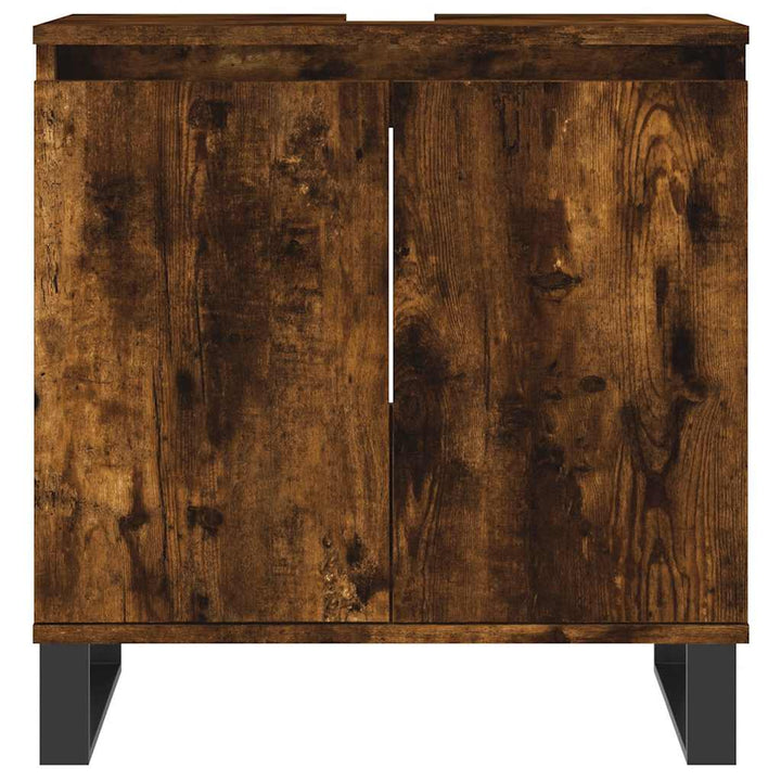 badeværelsesskab 58x33x60 cm konstrueret træ røget egetræsfarve