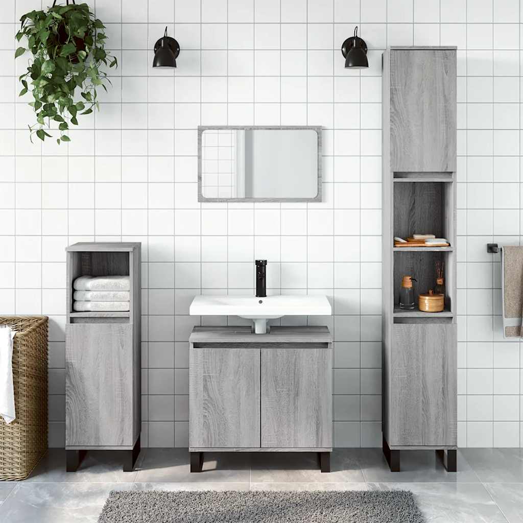 badeværelsesskab 58x33x60 cm konstrueret træ grå sonoma-eg
