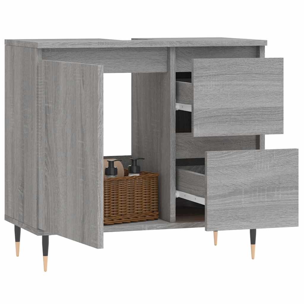 badeværelsesskab 65x33x60 cm konstrueret træ grå sonoma-eg