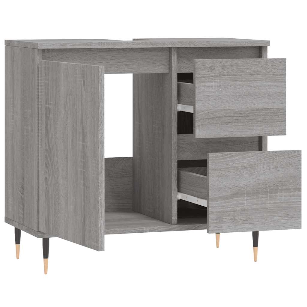 badeværelsesskab 65x33x60 cm konstrueret træ grå sonoma-eg