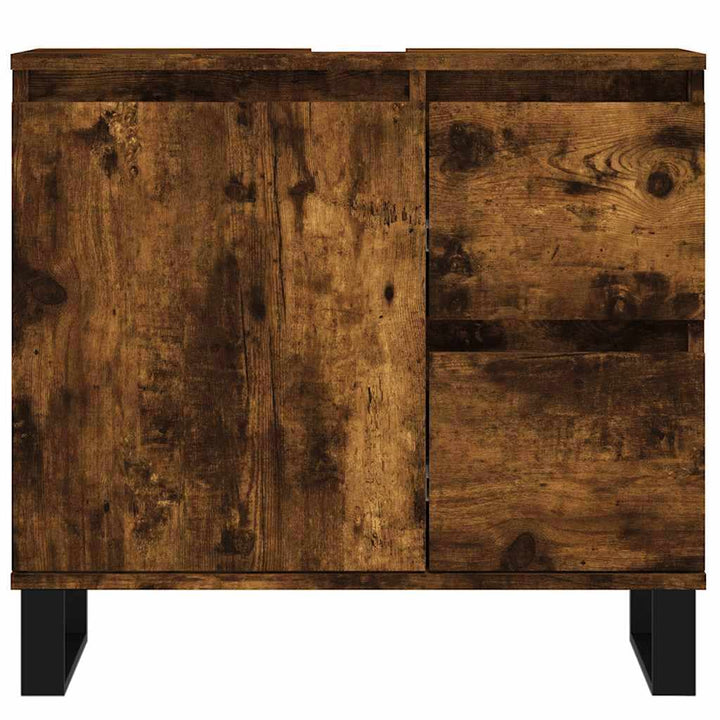 badeværelsesskab 65x33x60 cm konstrueret træ røget egetræ