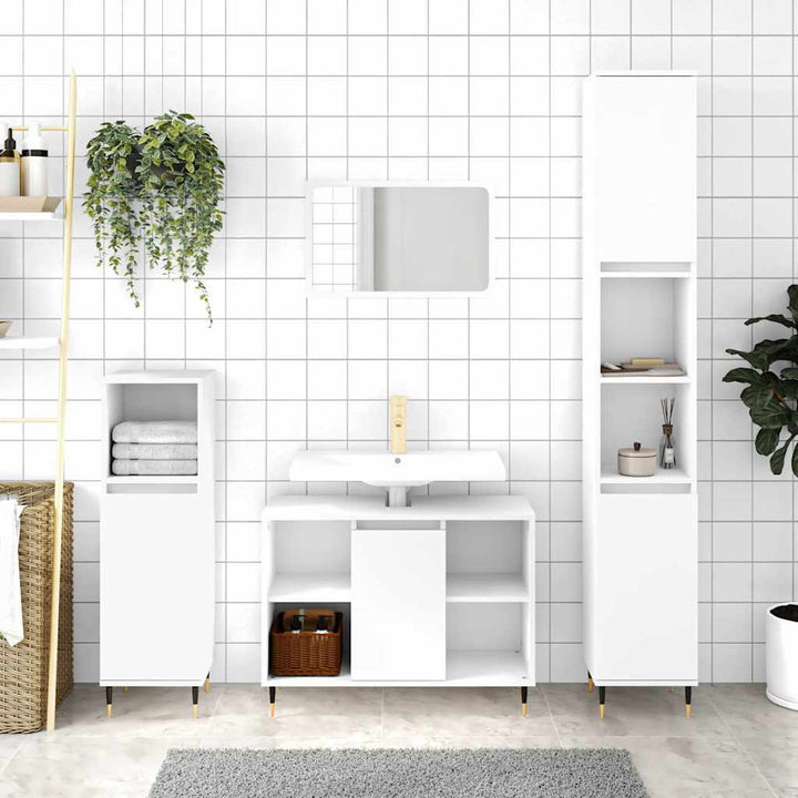 badeværelsesskab 80x33x60 cm konstrueret træ hvid