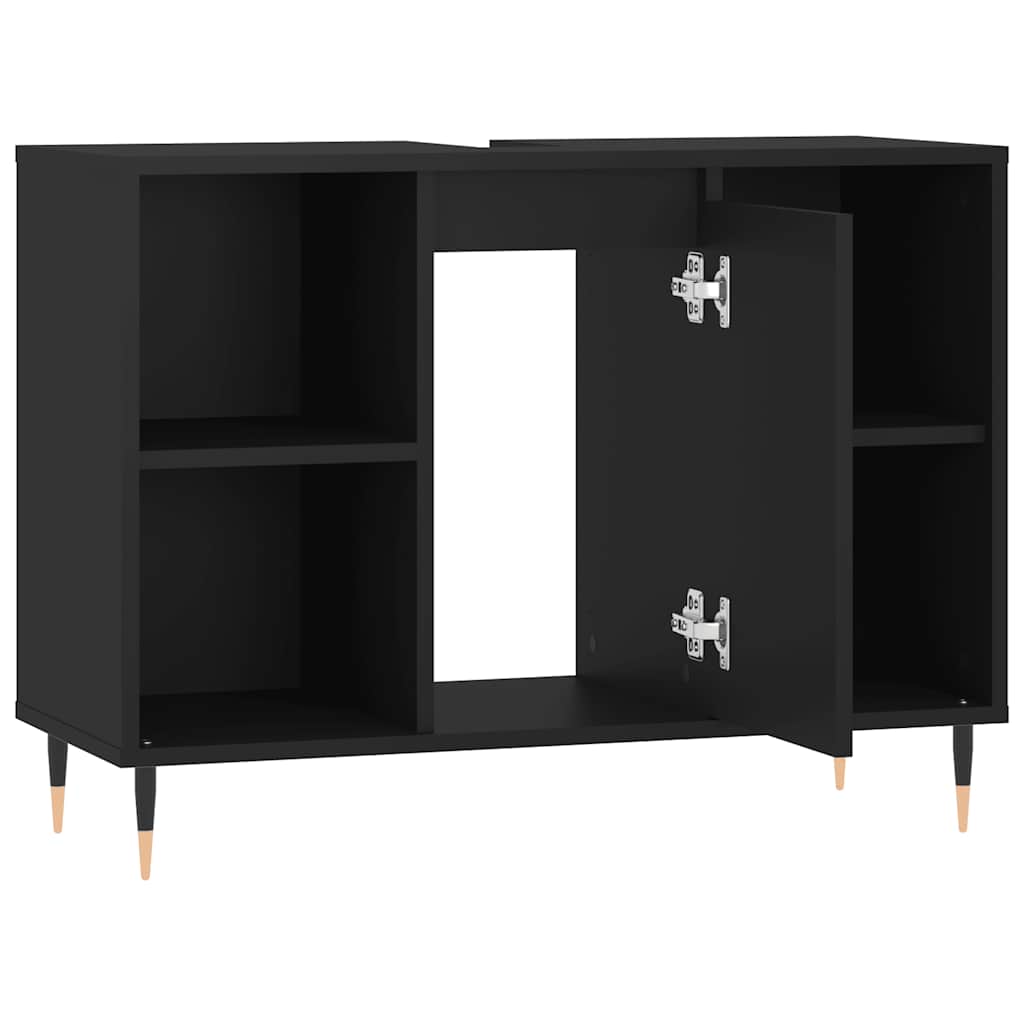 badeværelsesskab 80x33x60 cm konstrueret træ sort