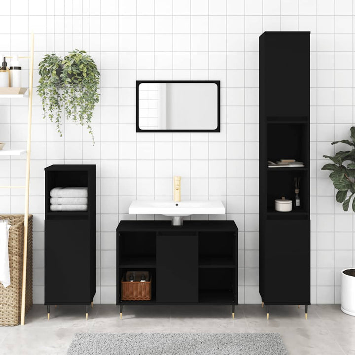 badeværelsesskab 80x33x60 cm konstrueret træ sort