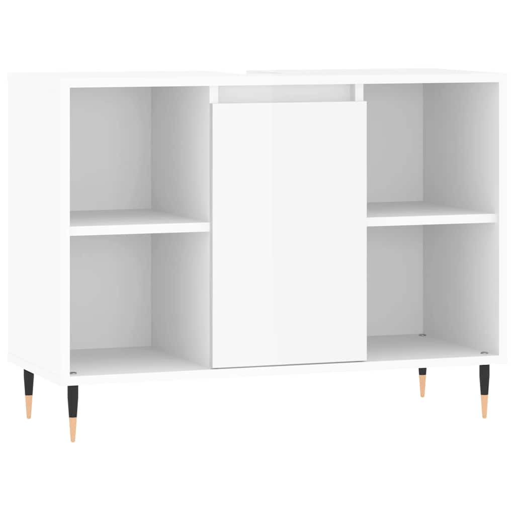 badeværelsesskab 80x33x60 cm konstrueret træ hvid højglans