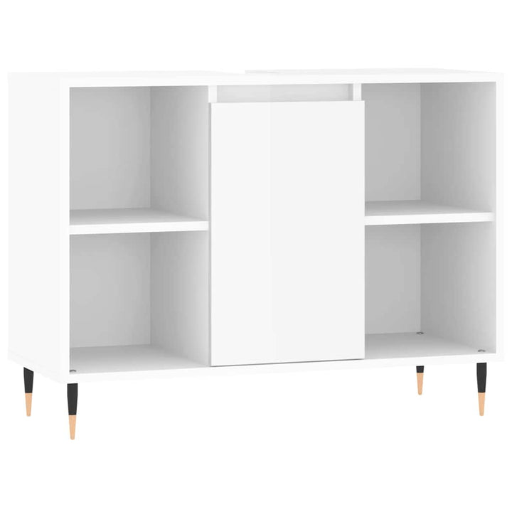 badeværelsesskab 80x33x60 cm konstrueret træ hvid højglans