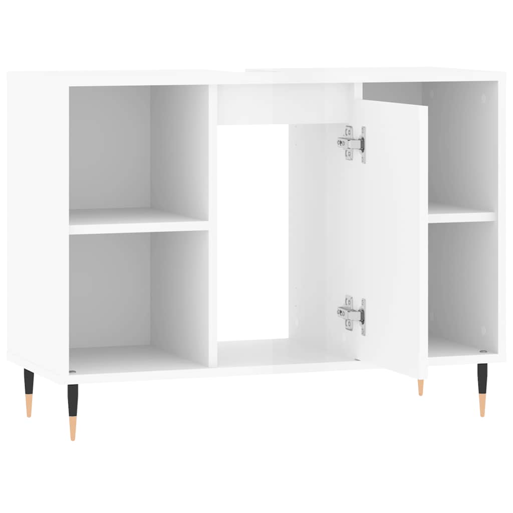badeværelsesskab 80x33x60 cm konstrueret træ hvid højglans