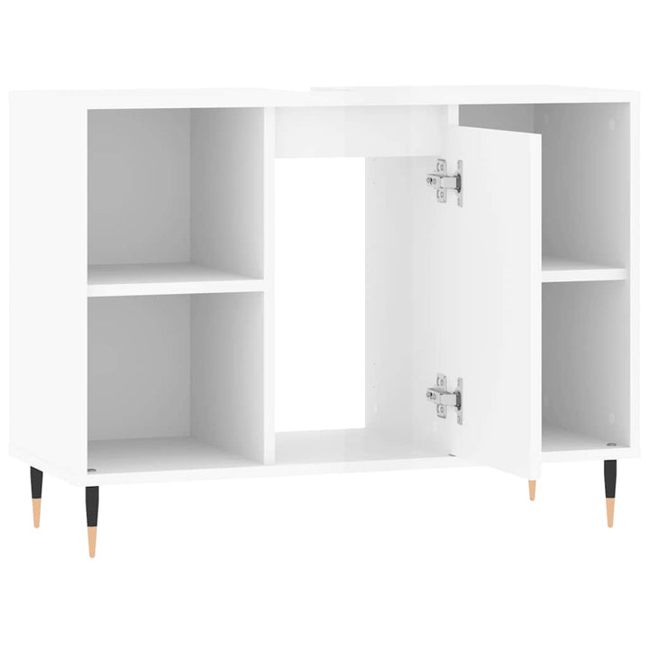 badeværelsesskab 80x33x60 cm konstrueret træ hvid højglans