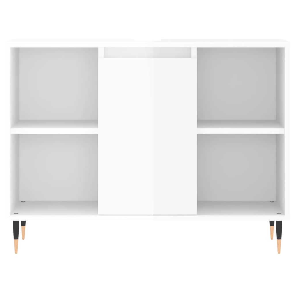 badeværelsesskab 80x33x60 cm konstrueret træ hvid højglans