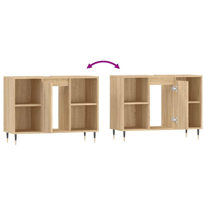 badeværelsesskab 80x33x60 cm konstrueret træ sonoma-eg