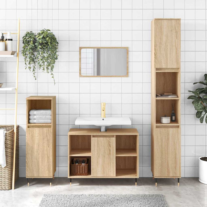 badeværelsesskab 80x33x60 cm konstrueret træ sonoma-eg