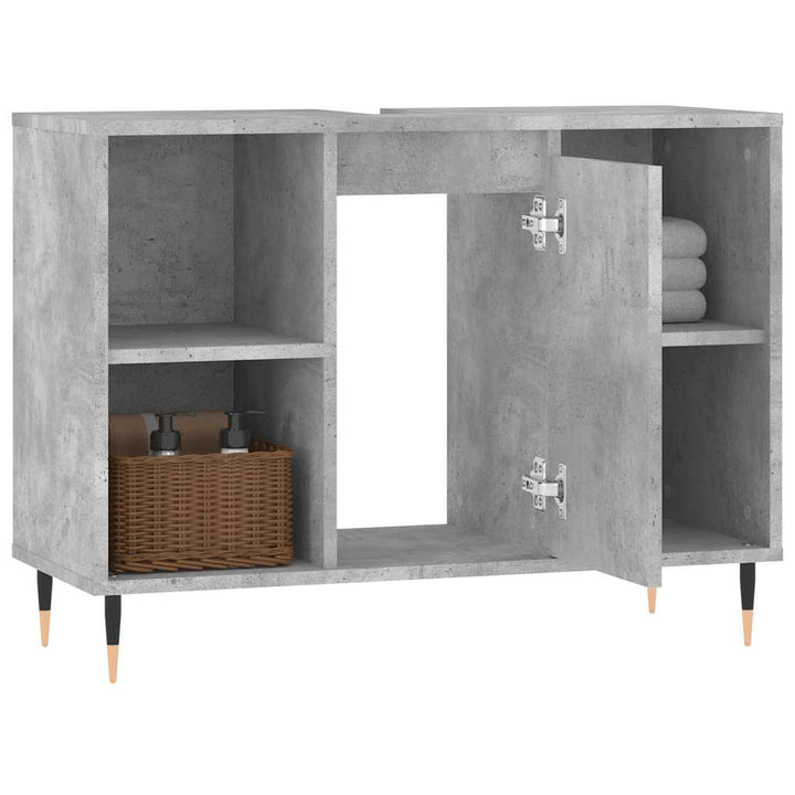 badeværelsesskab 80x33x60 cm konstrueret træ betongrå
