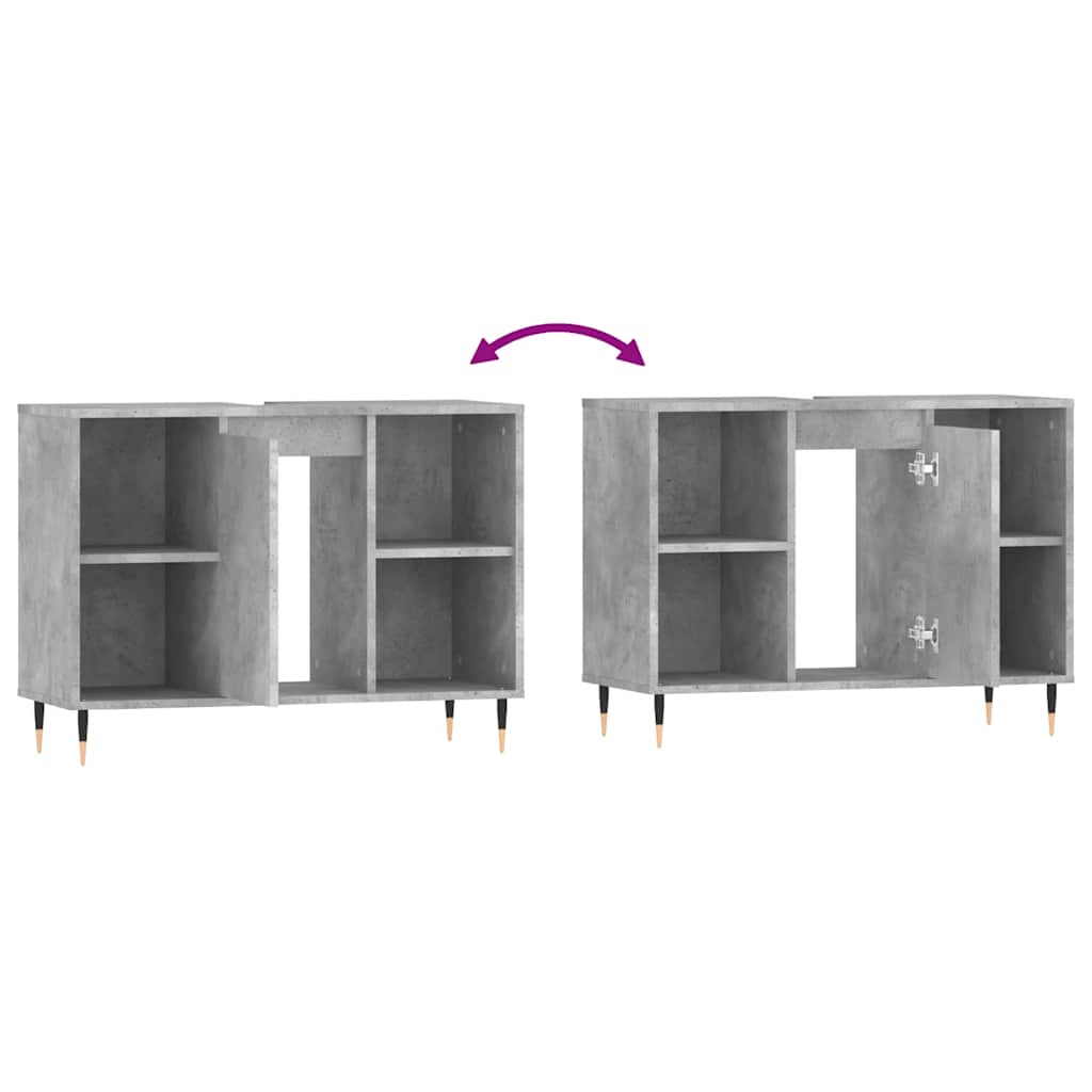 badeværelsesskab 80x33x60 cm konstrueret træ betongrå