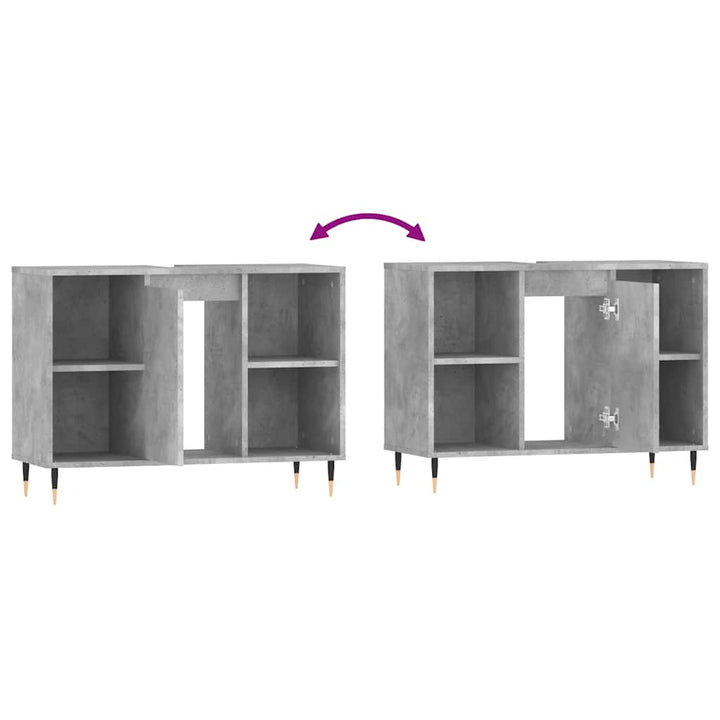 badeværelsesskab 80x33x60 cm konstrueret træ betongrå