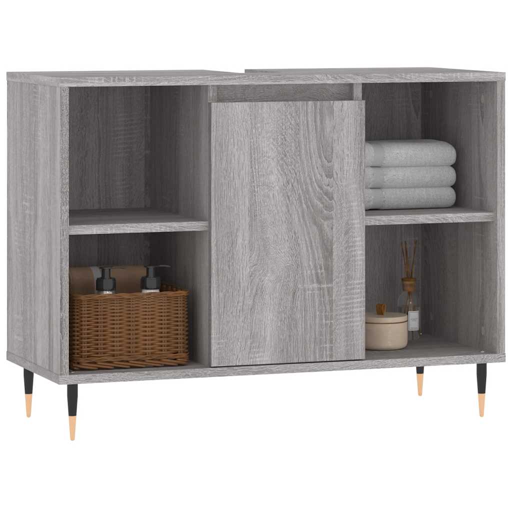badeværelsesskab 80x33x60 cm konstrueret træ grå sonoma-eg