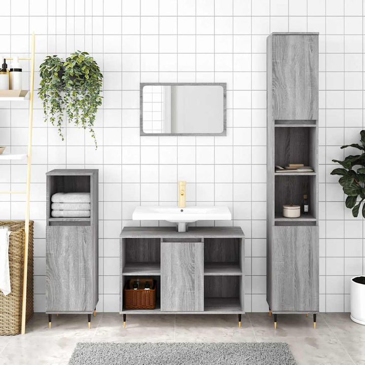badeværelsesskab 80x33x60 cm konstrueret træ grå sonoma-eg