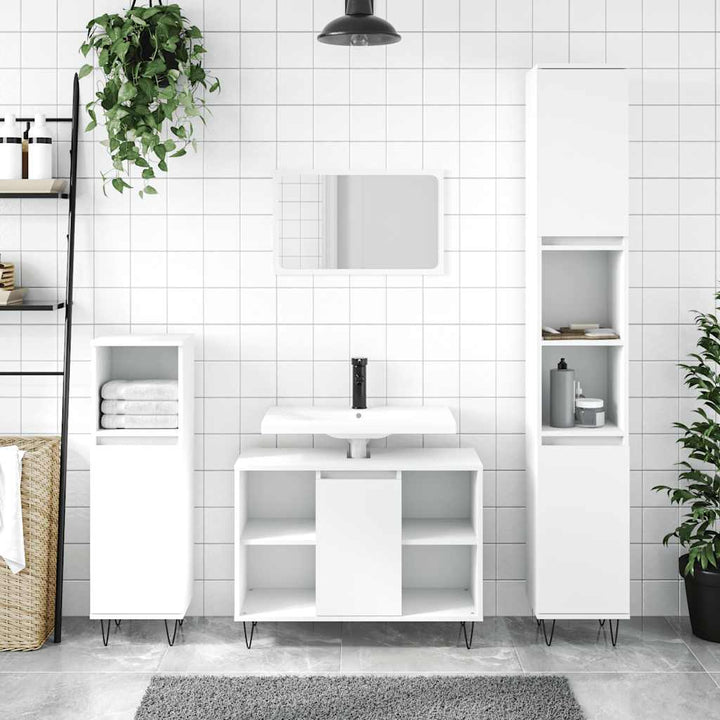 badeværelsesskab 80x33x60 cm konstrueret træ hvid