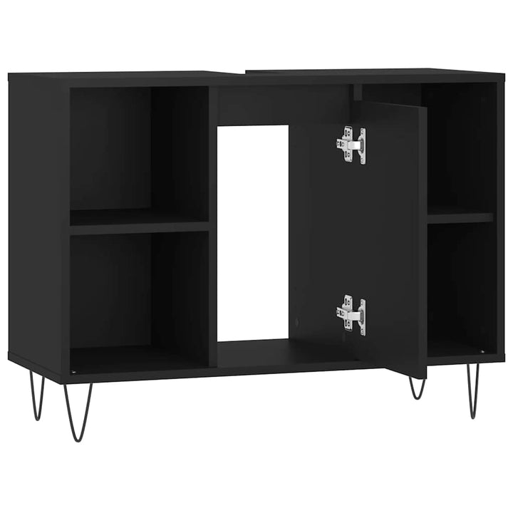 badeværelsesskab 80x33x60 cm konstrueret træ sort