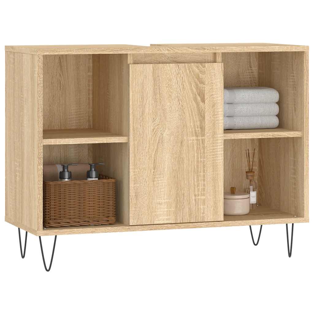 badeværelsesskab 80x33x60 cm konstrueret træ sonoma-eg