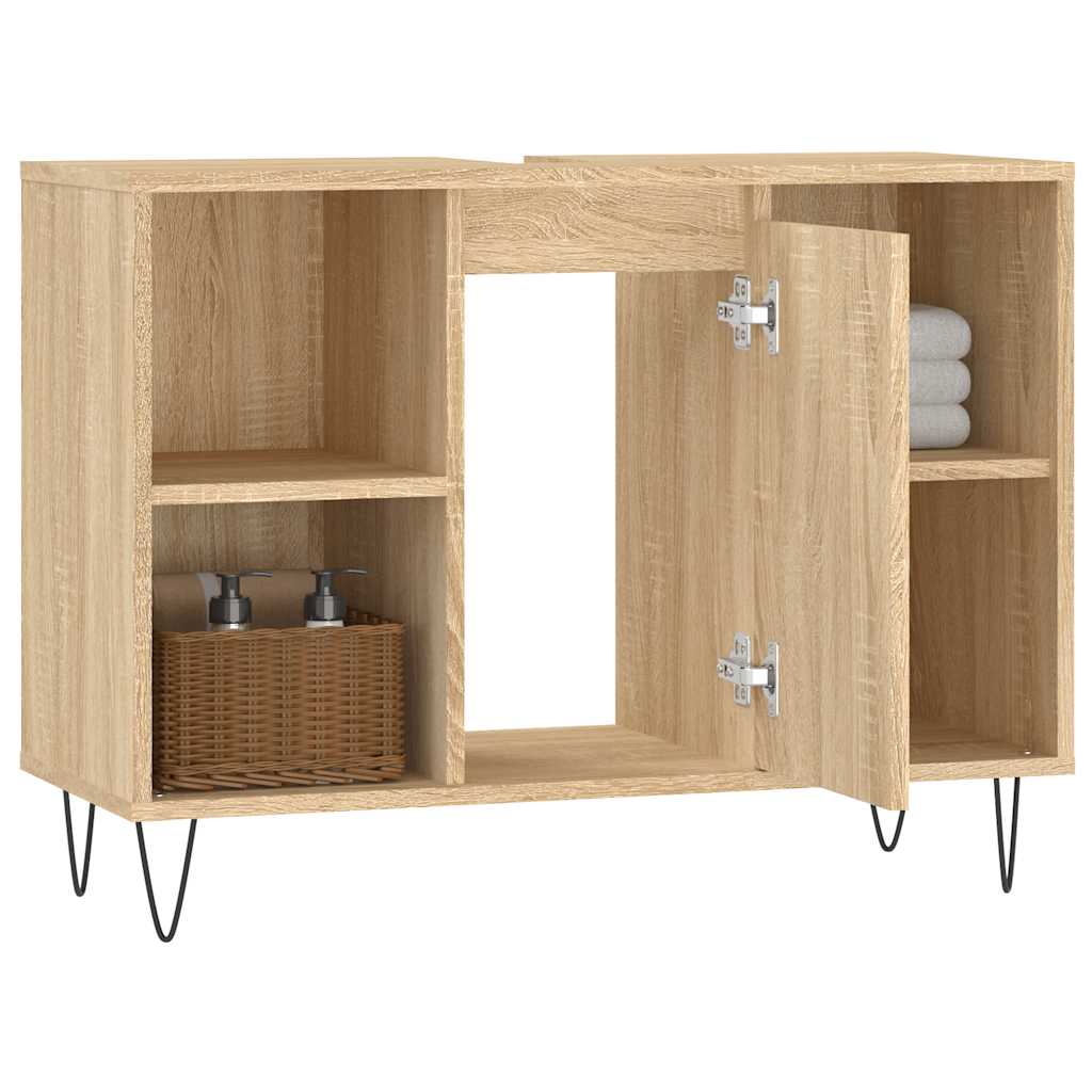 badeværelsesskab 80x33x60 cm konstrueret træ sonoma-eg