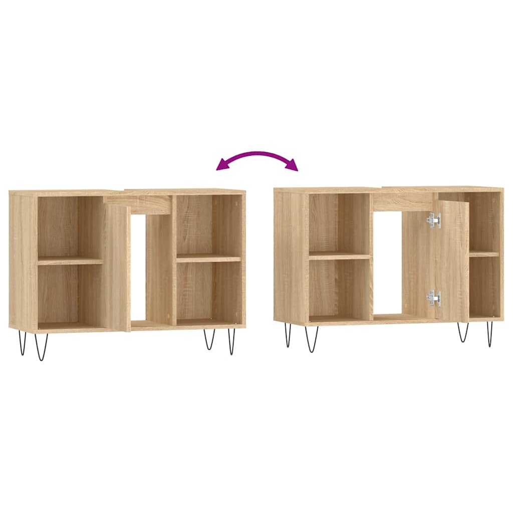 badeværelsesskab 80x33x60 cm konstrueret træ sonoma-eg