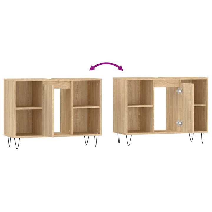 badeværelsesskab 80x33x60 cm konstrueret træ sonoma-eg