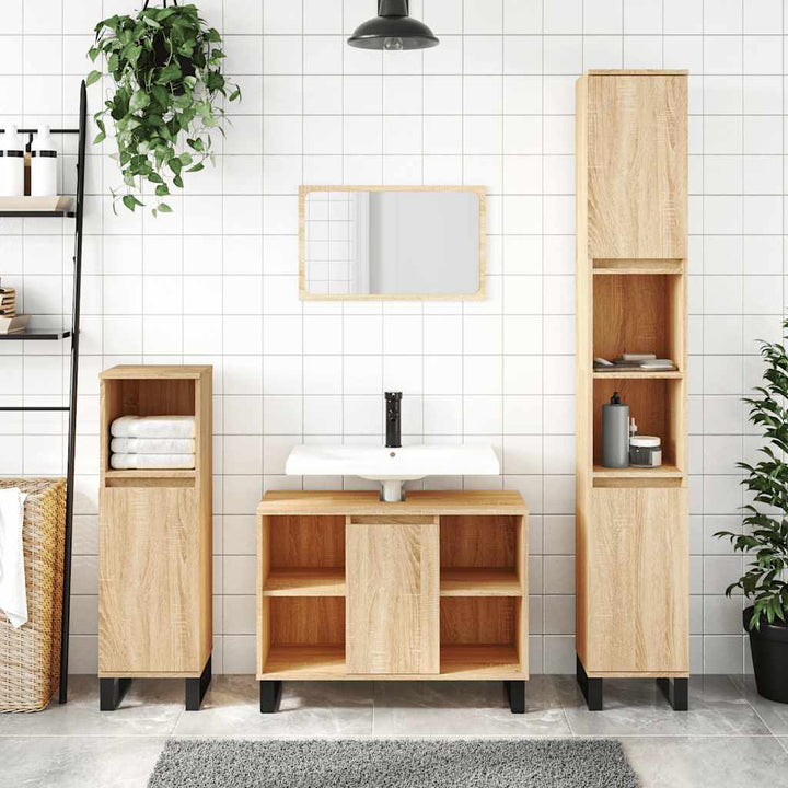 badeværelsesskab 80x33x60 cm konstrueret træ sonoma-eg