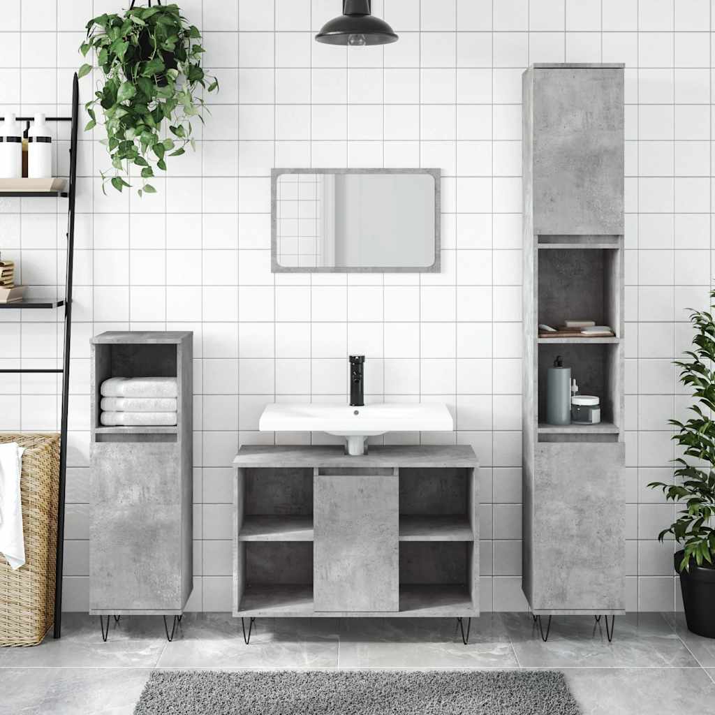 badeværelsesskab 80x33x60 cm konstrueret træ betongrå