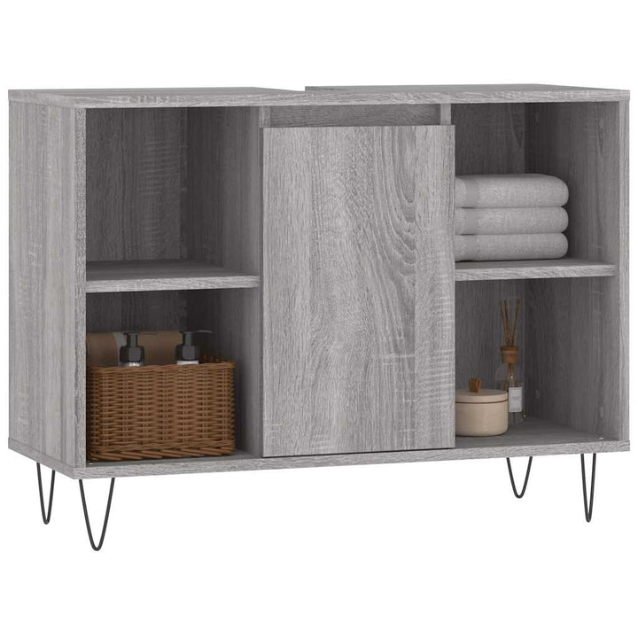 badeværelsesskab 80x33x60 cm konstrueret træ grå sonoma-eg