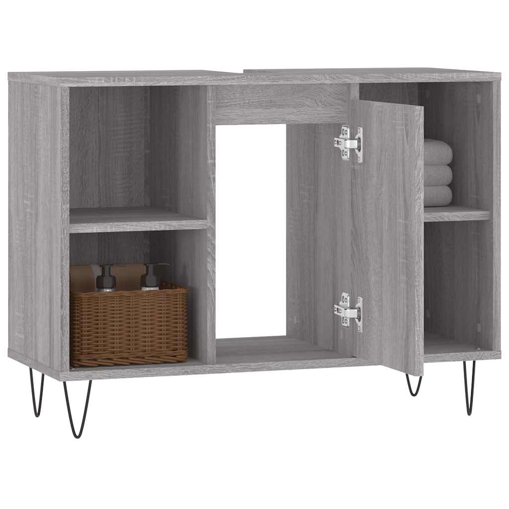 badeværelsesskab 80x33x60 cm konstrueret træ grå sonoma-eg