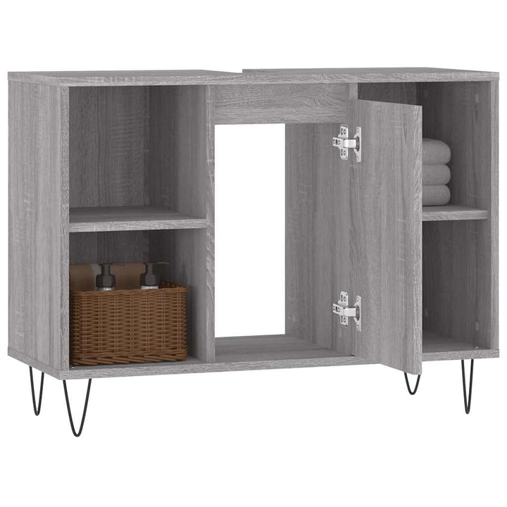 badeværelsesskab 80x33x60 cm konstrueret træ grå sonoma-eg
