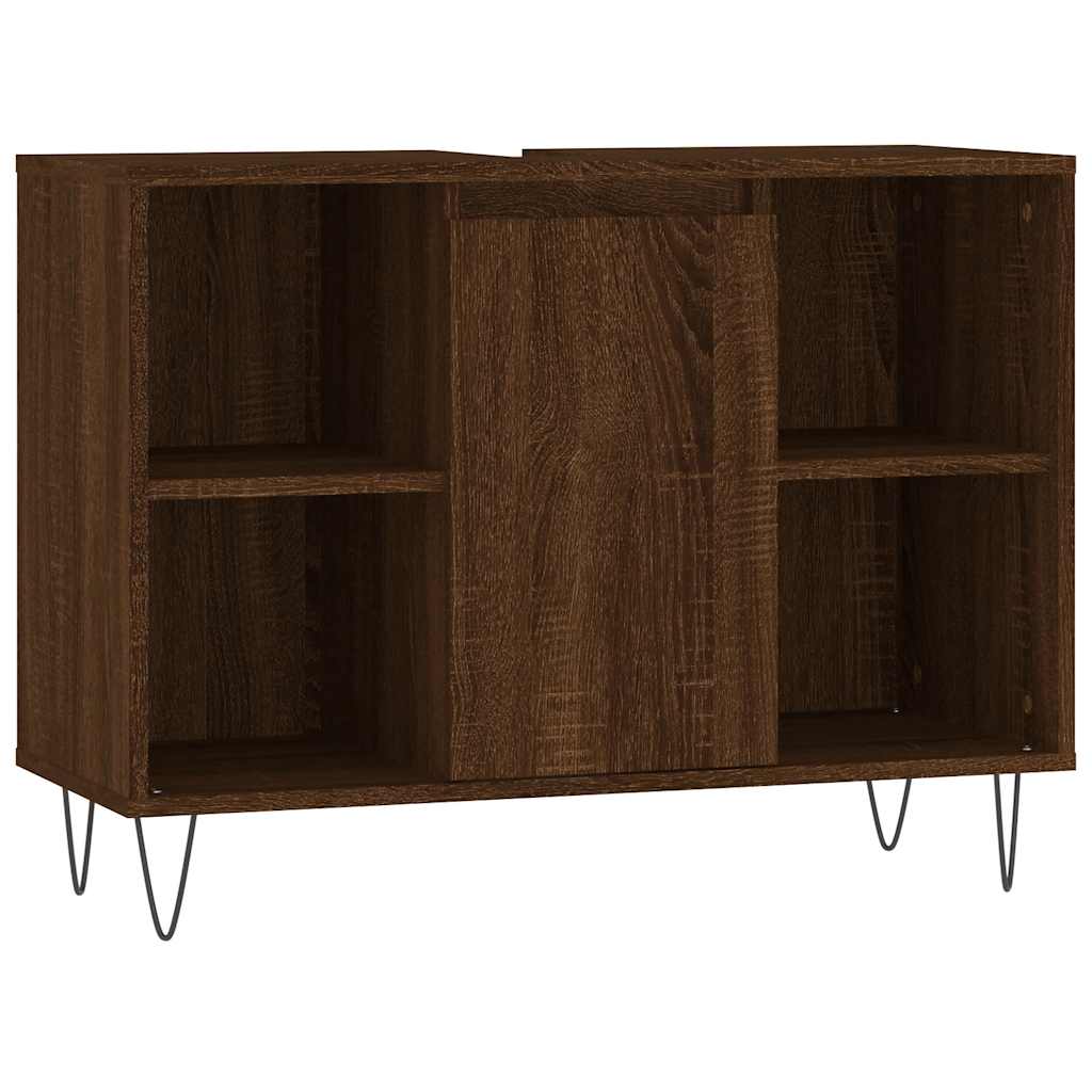 badeværelsesskab 80x33x60 cm konstrueret træ brun egetræsfarve