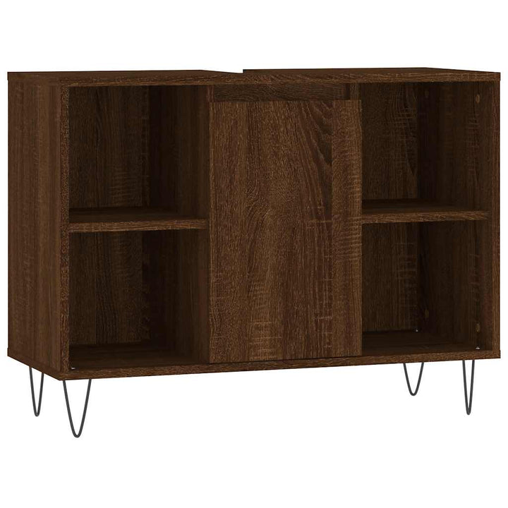 badeværelsesskab 80x33x60 cm konstrueret træ brun egetræsfarve